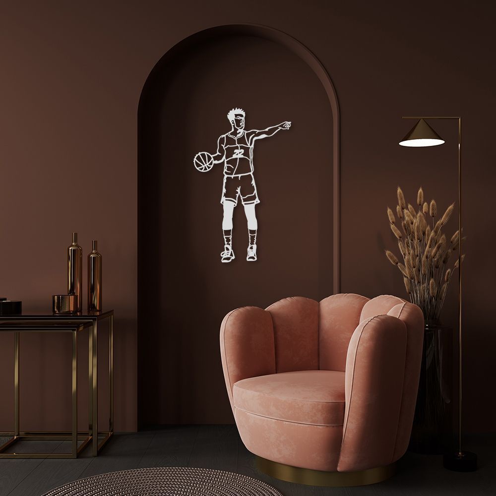 Quadro Escultura Jogador de Basquete B 80x50 Cinza