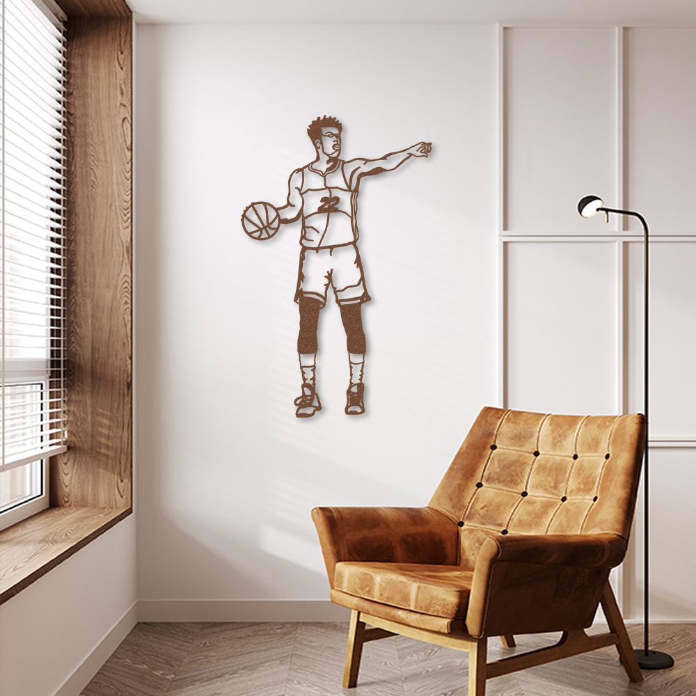 Quadro Escultura Jogador de Basquete B 80x50 Marrom