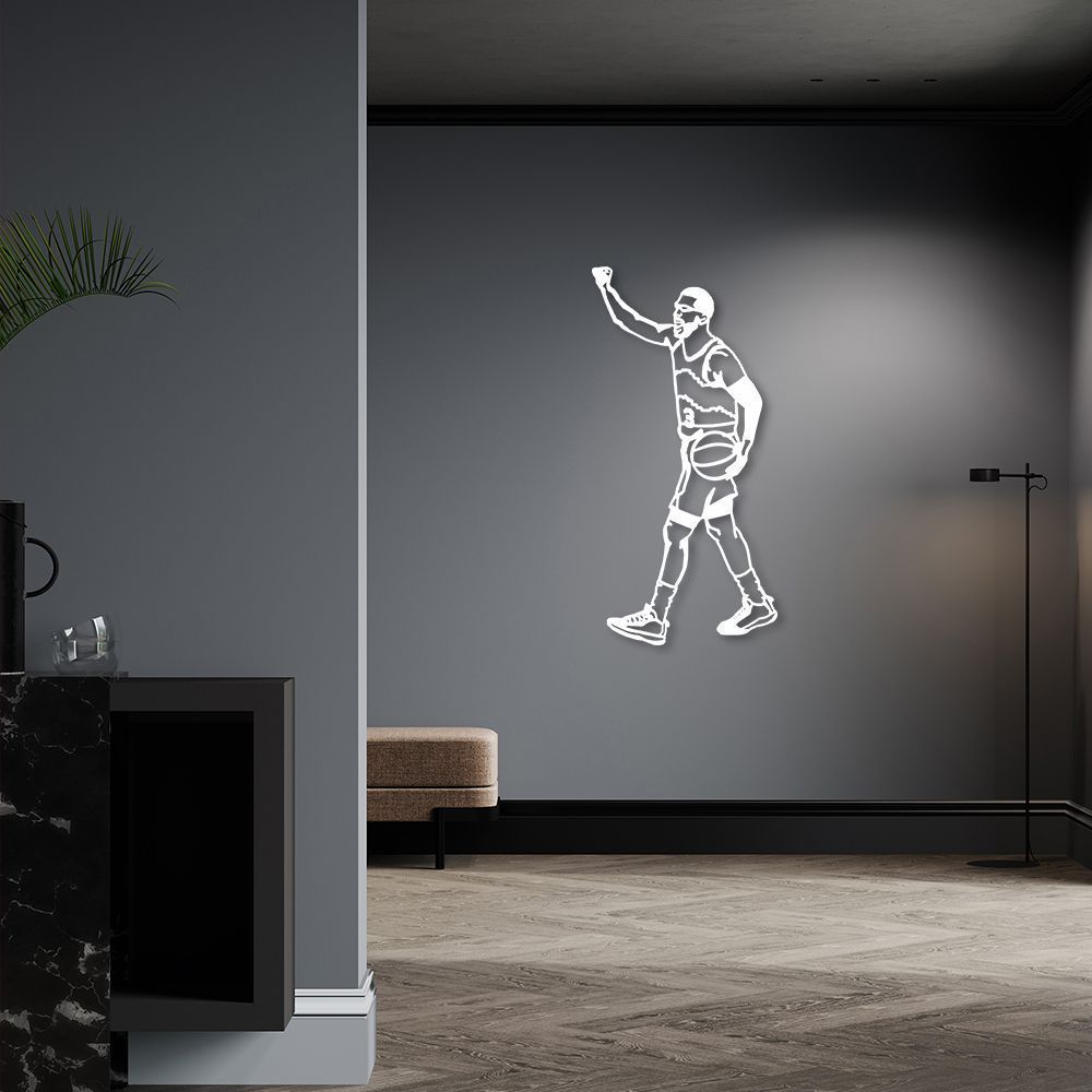 Quadro Escultura Jogador de Basquete C 200x98 Branco