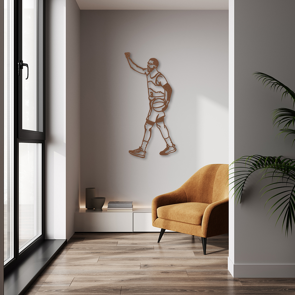 Quadro Escultura Jogador de Basquete C 80x39 Marrom