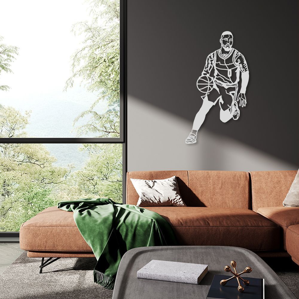 Quadro Escultura Jogador de Basquete DL 100x66 Cinza