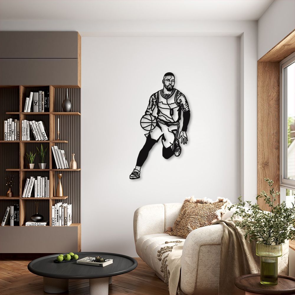 Quadro Escultura Jogador de Basquete DL 80x53 Preto