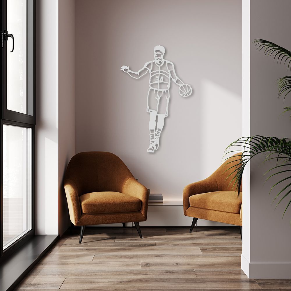 Quadro Escultura Jogador de Basquete G 120x80 Cinza