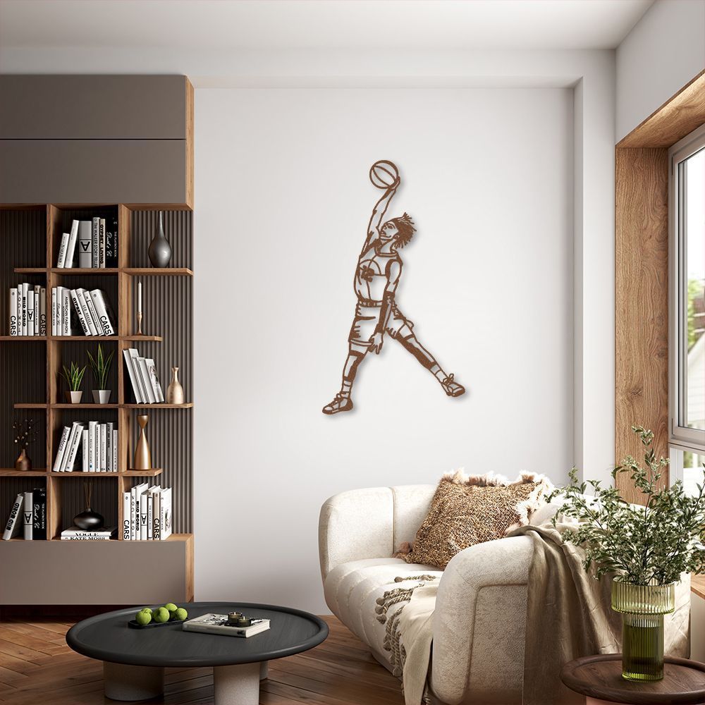 Quadro Escultura Jogador de Basquete J 120x80 Marrom