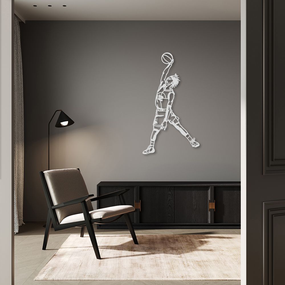Quadro Escultura Jogador de Basquete J 80x53 Cinza