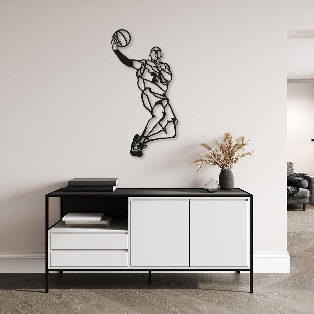 Quadro Escultura Jogador de Basquete K 100x40 Preto
