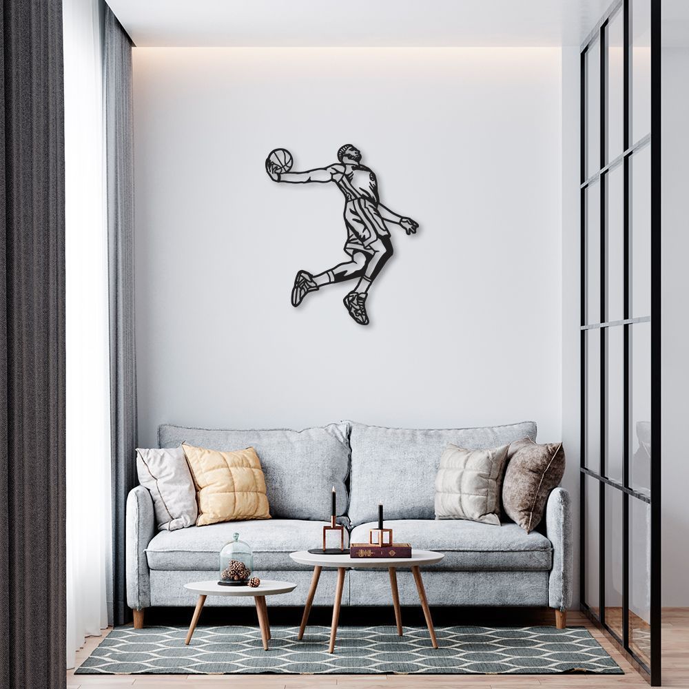 Quadro Escultura Jogador de Basquete L 120x101 Preto
