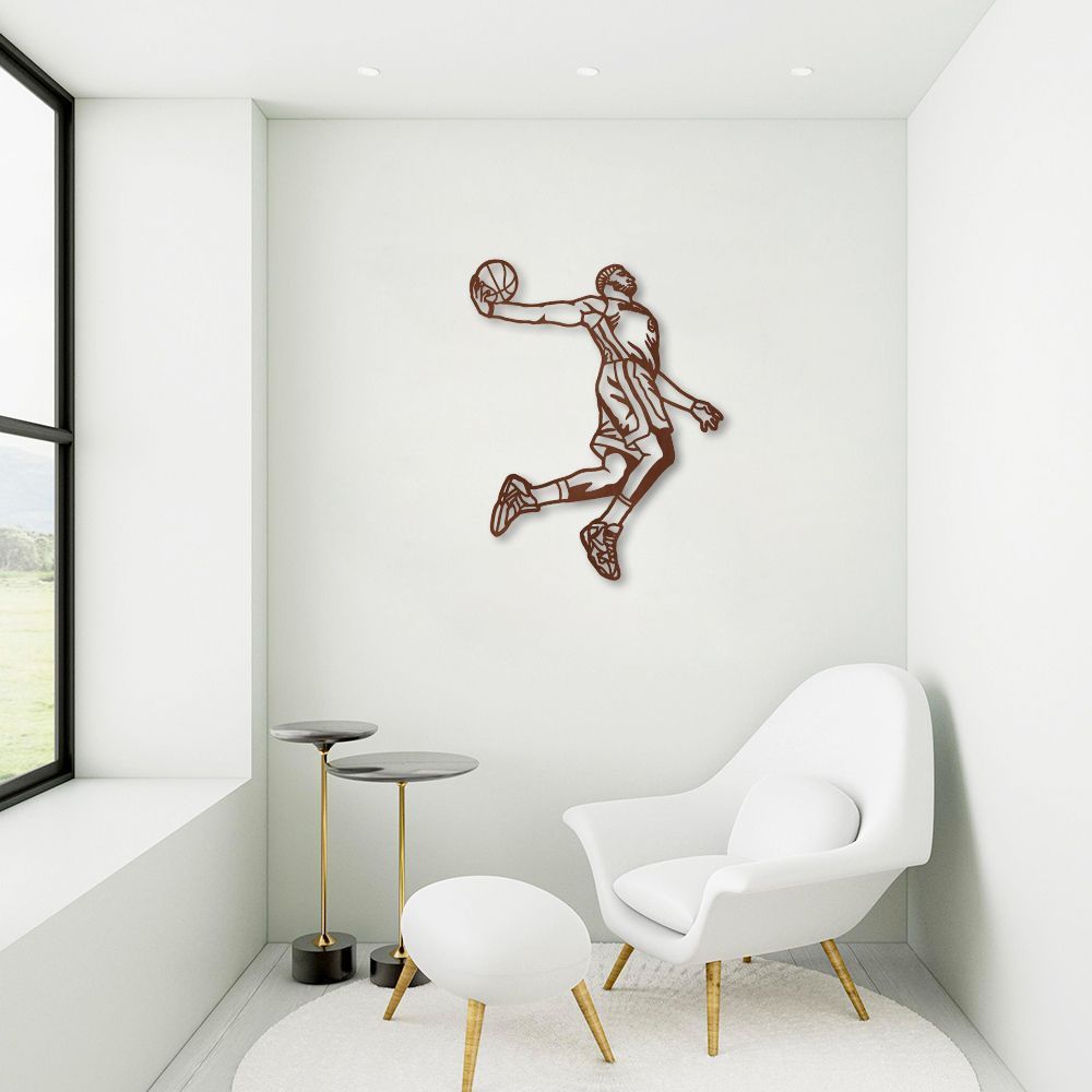 Quadro Escultura Jogador de Basquete L 200x169 Marrom