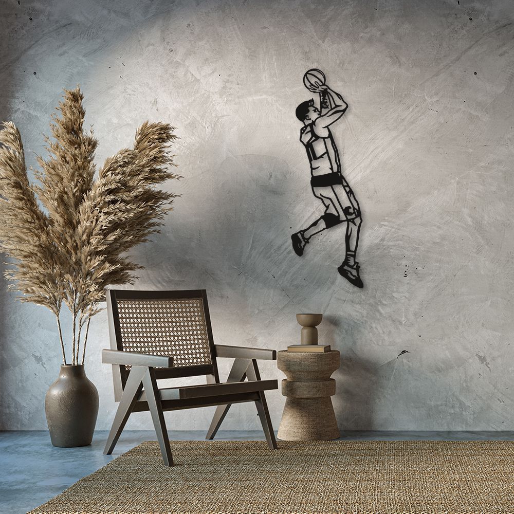 Quadro Escultura Jogador de Basquete LK 80x26 Preto
