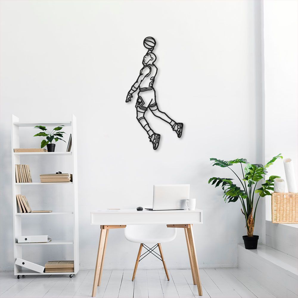 Quadro Escultura Jogador de Basquete M 100x51 Preto