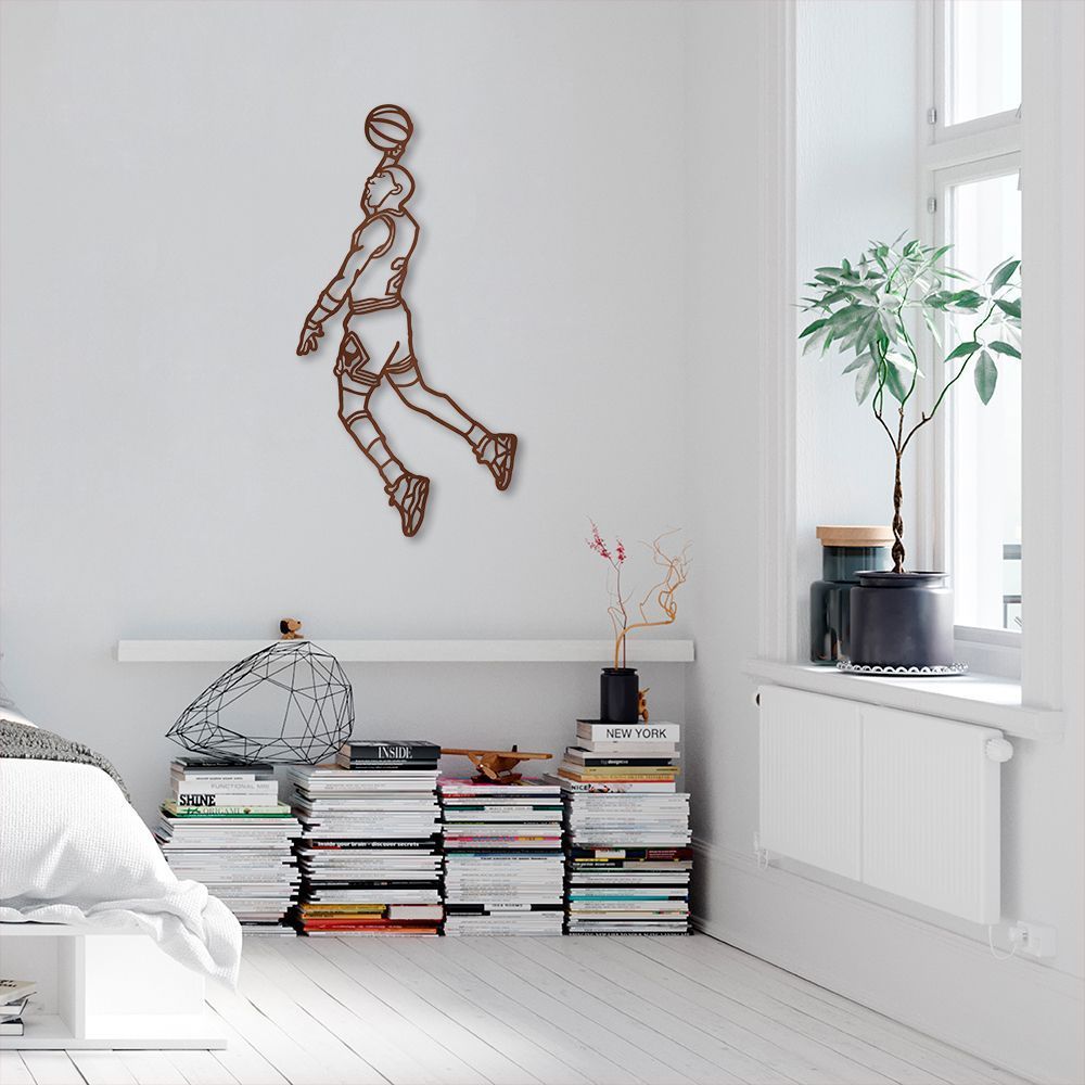 Quadro Escultura Jogador de Basquete M 150x76 Marrom