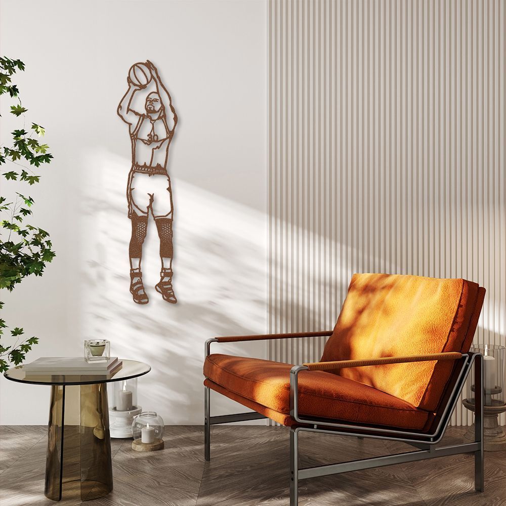 Quadro Escultura Jogador de Basquete S 120x30 Marrom