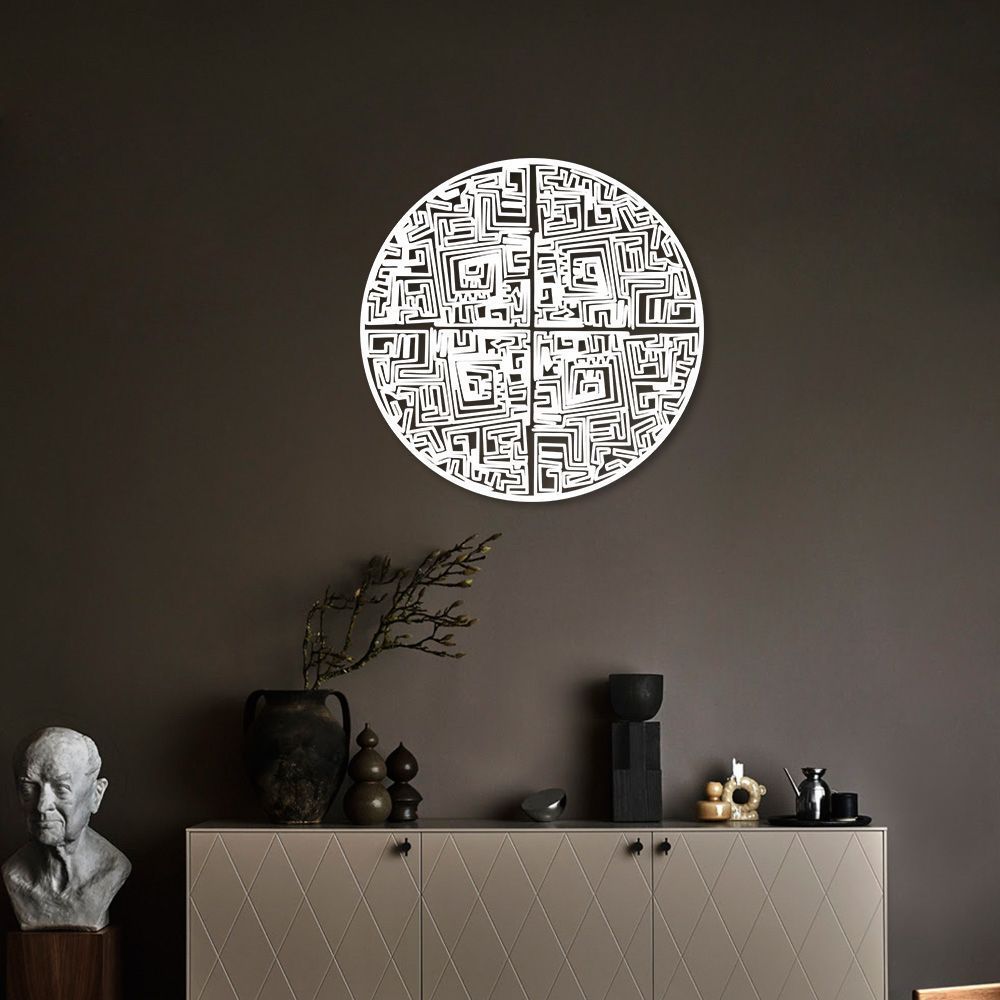Quadro Escultura Mandala Abstrata 60x60 Branco