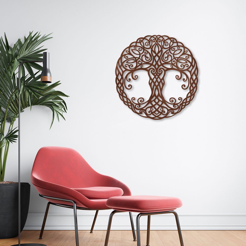 Quadro Escultura Mandala Árvore da Vida 3 120x120 Marrom