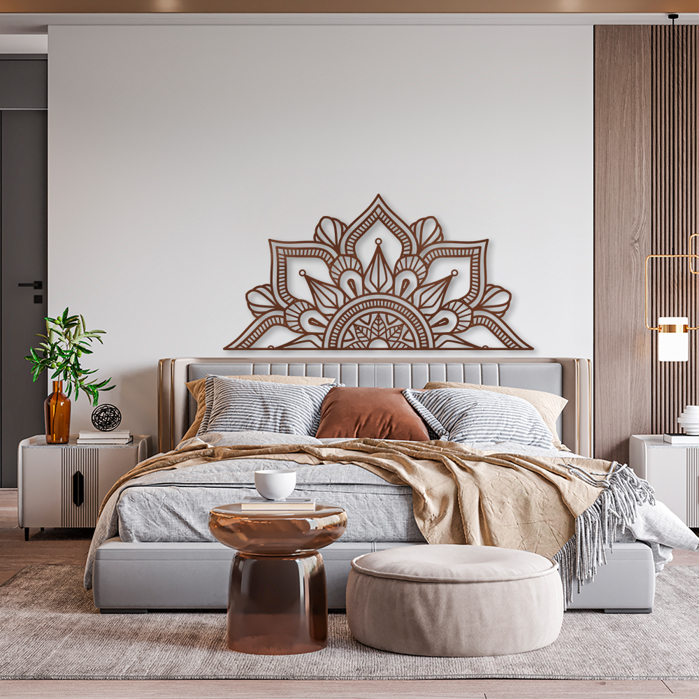 Quadro Escultura Mandala Floral Geometrico C 90x89 Marrom
