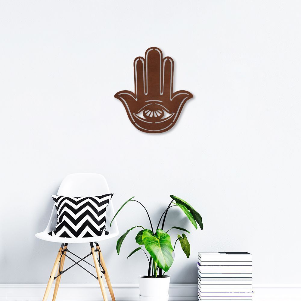 Quadro Escultura Mandala Mão de Hamsa 2 90x82 Marrom