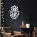 Quadro Escultura Mandala Mão de Hamsa Aramado 90x82 Branco