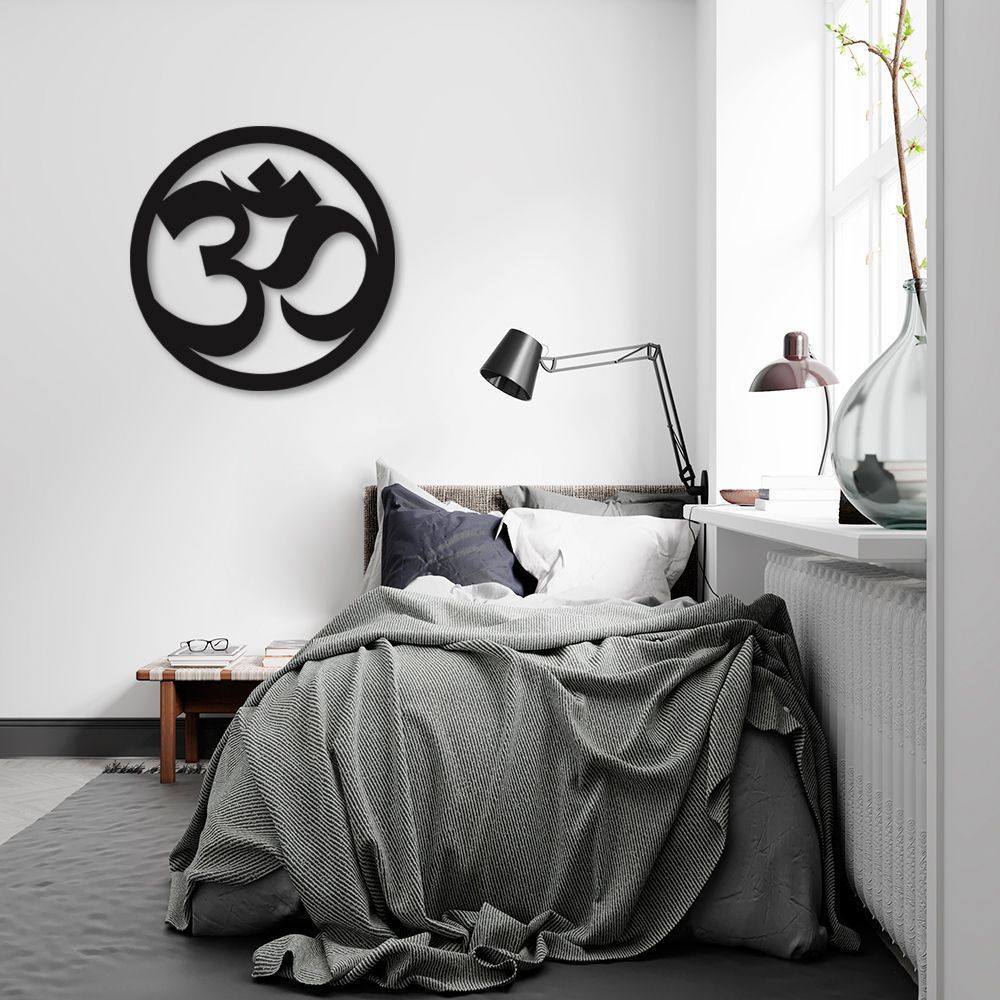 Quadro Escultura Mandala Om 60x60 Preto
