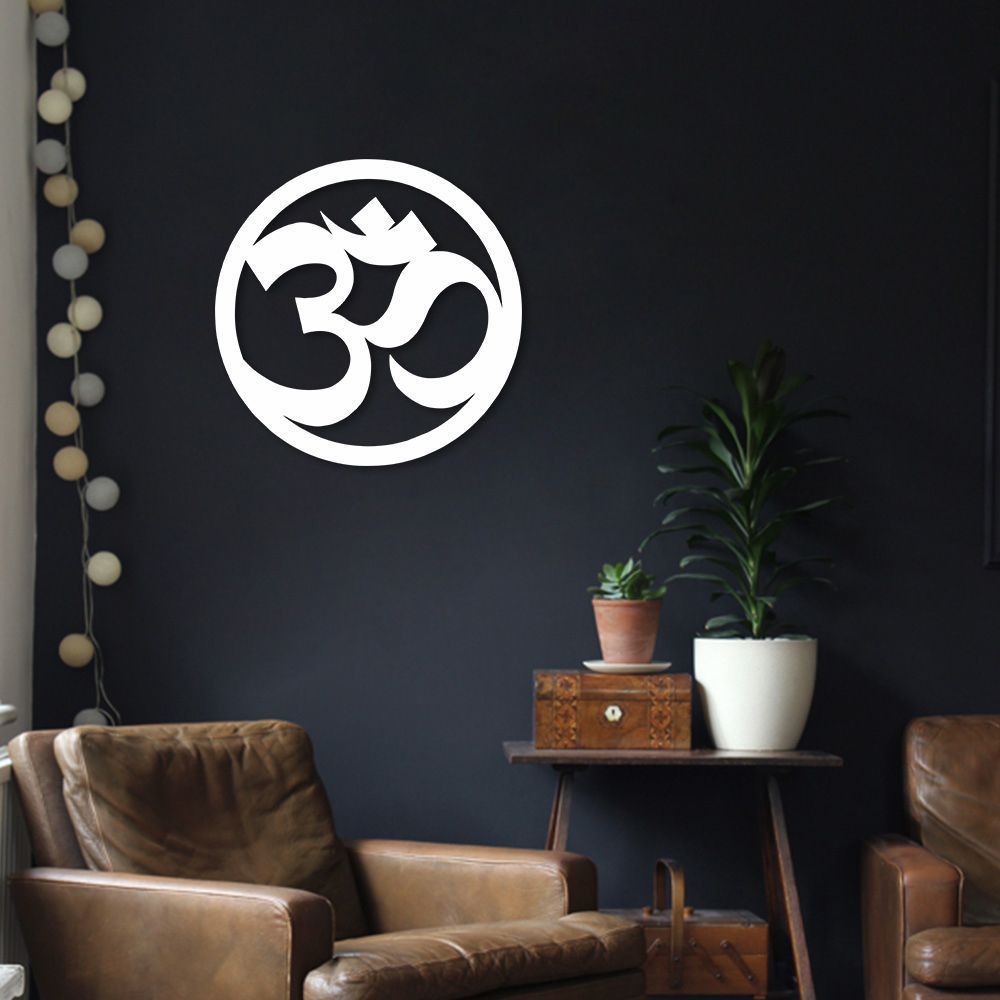 Quadro Escultura Mandala Om 90x90 Branco