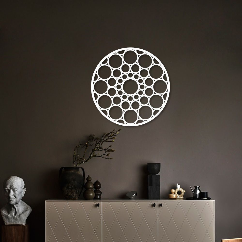 Quadro Escultura Mandala Orbital 90x90 Branco