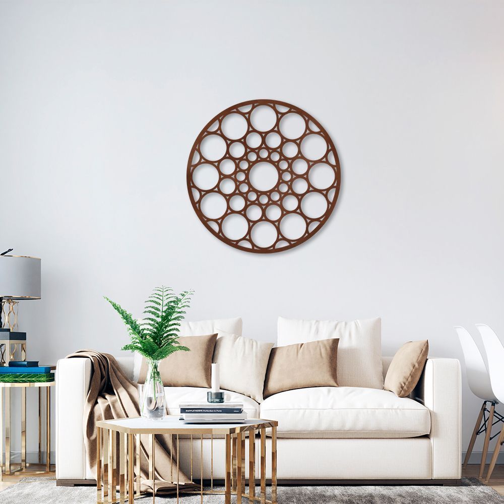 Quadro Escultura Mandala Orbital 90x90 Marrom