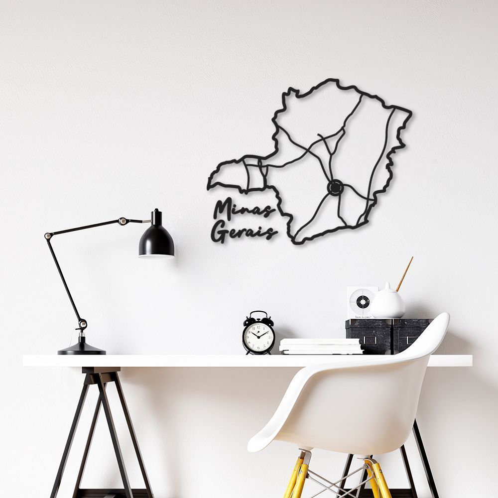 Quadro Escultura Mapa Estado de Minas Gerais 150x121 Preto
