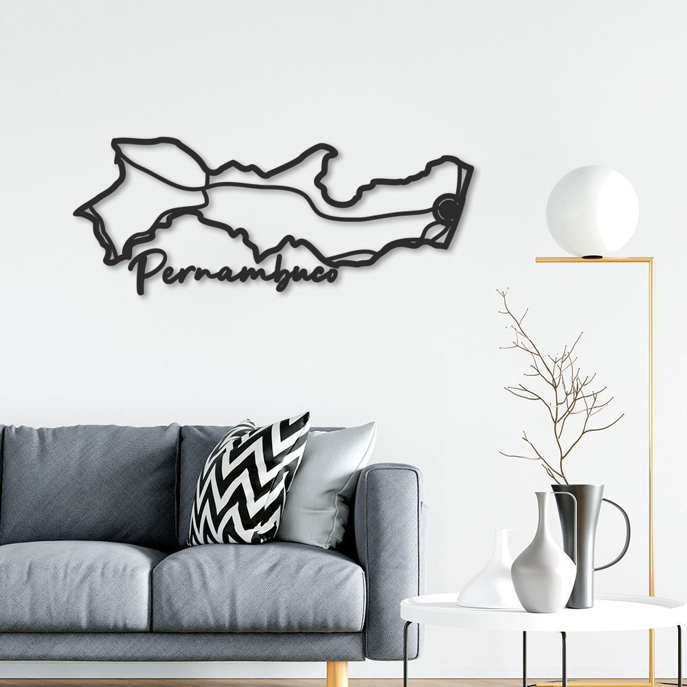 Quadro Escultura Mapa Estado de Pernambuco 150x59 Preto