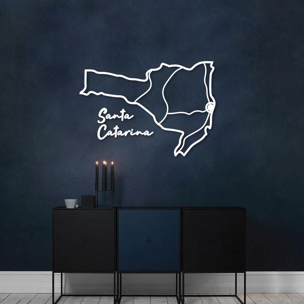 Quadro Escultura Mapa Estado de SC 90x63 Branco