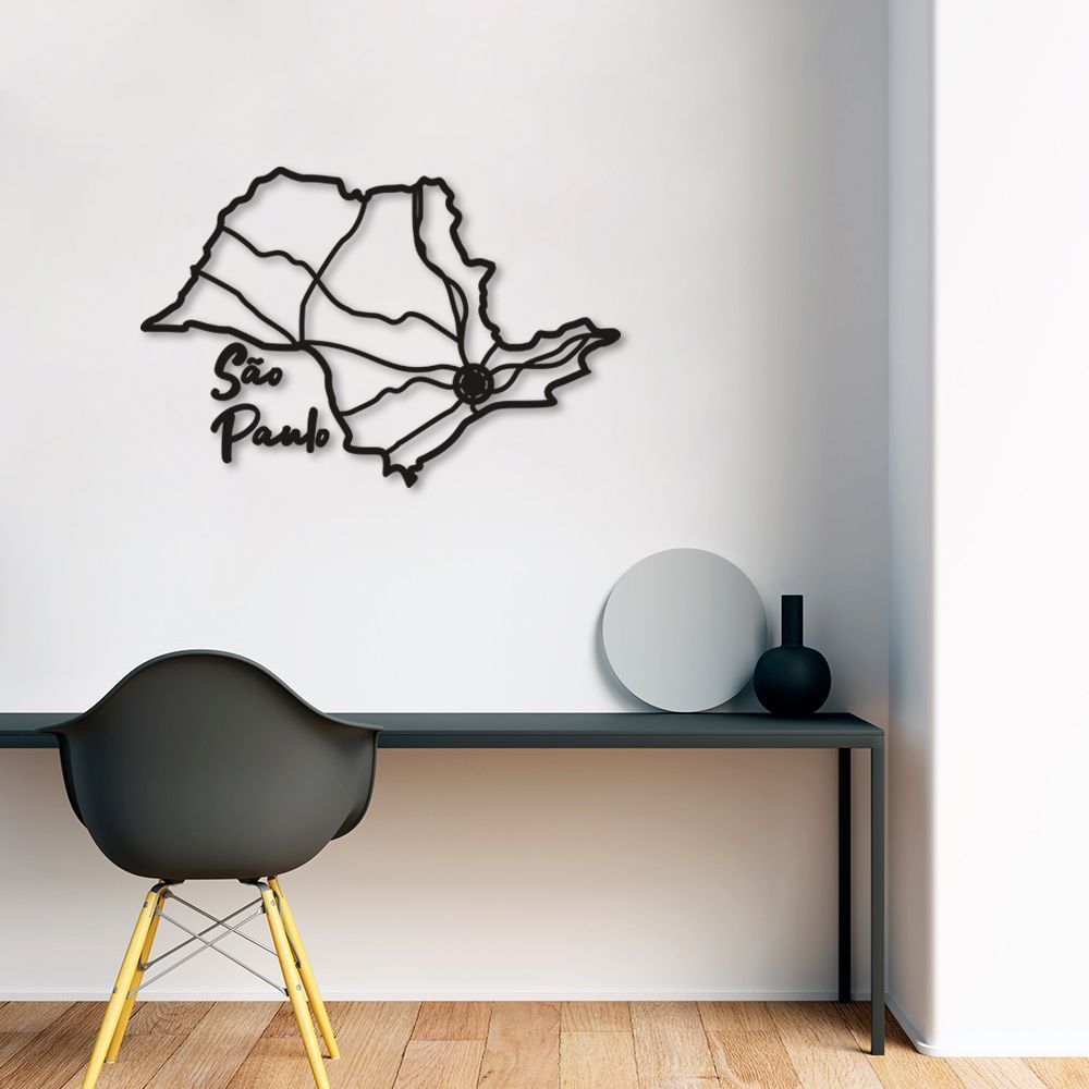 Quadro Escultura Mapa Estado de São Paulo 150x100 Preto