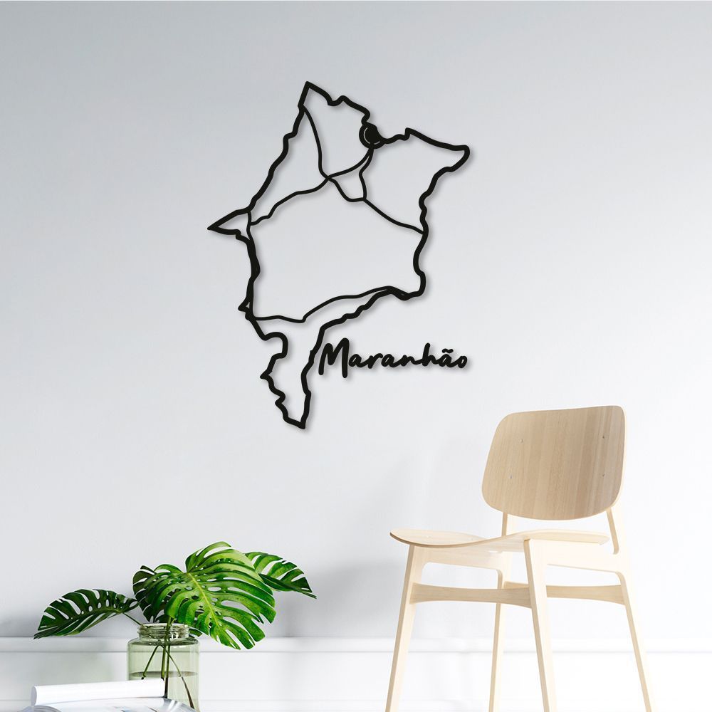 Quadro Escultura Mapa Estado do Maranhão 120x90 Preto