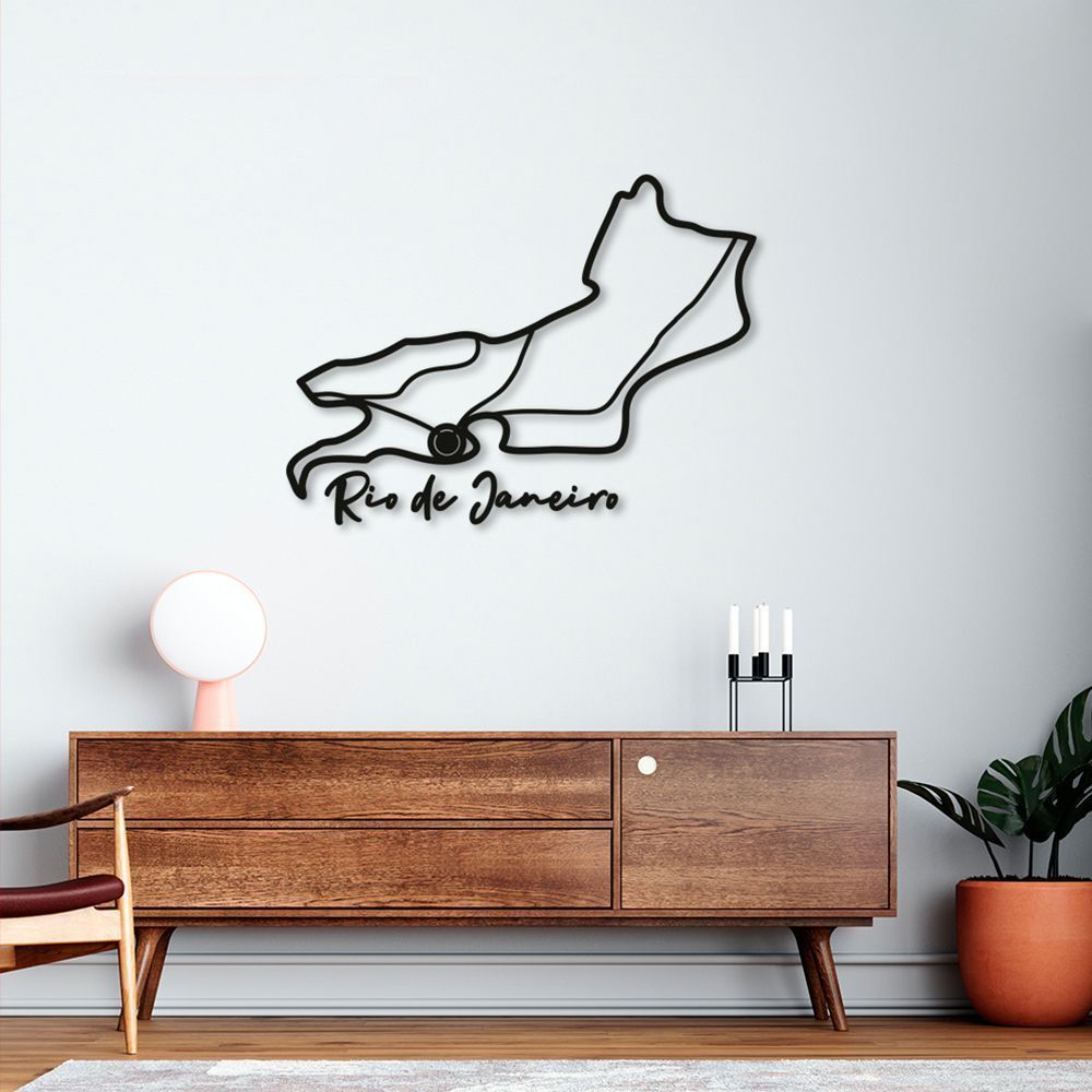Quadro Escultura Mapa Estado do RJ 120x90 Preto