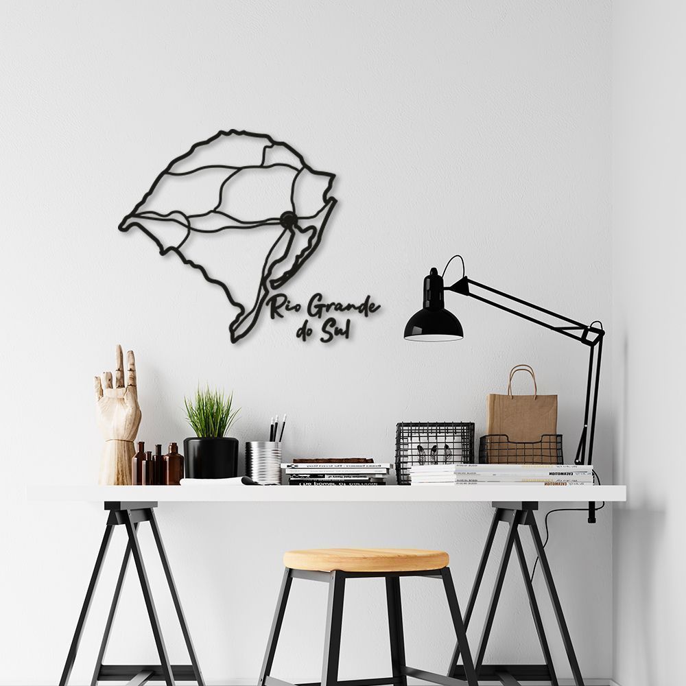Quadro Escultura Mapa Estado do RS 90x73 Preto