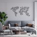 Quadro Escultura Mapa Mundi Poligonal Clean 150x75 Preto