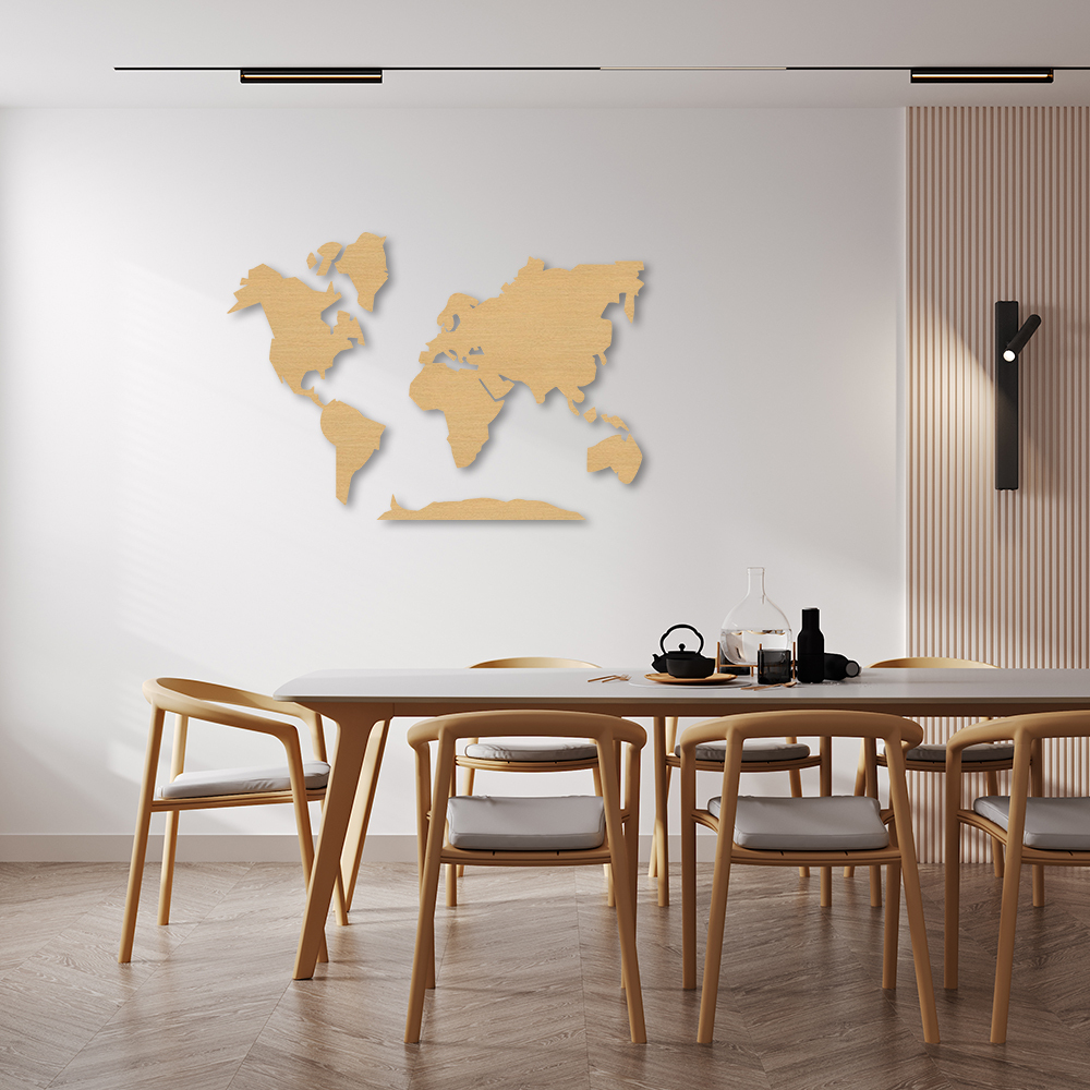 Quadro Escultura Mapa Mundi com Antártida 120x83 Areia