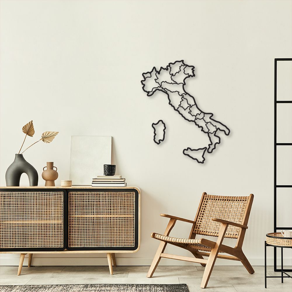 Quadro Escultura Mapa da Itália 150x129 Preto