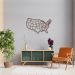 Quadro Escultura Mapa dos Estados Unidos 60x36 Marrom