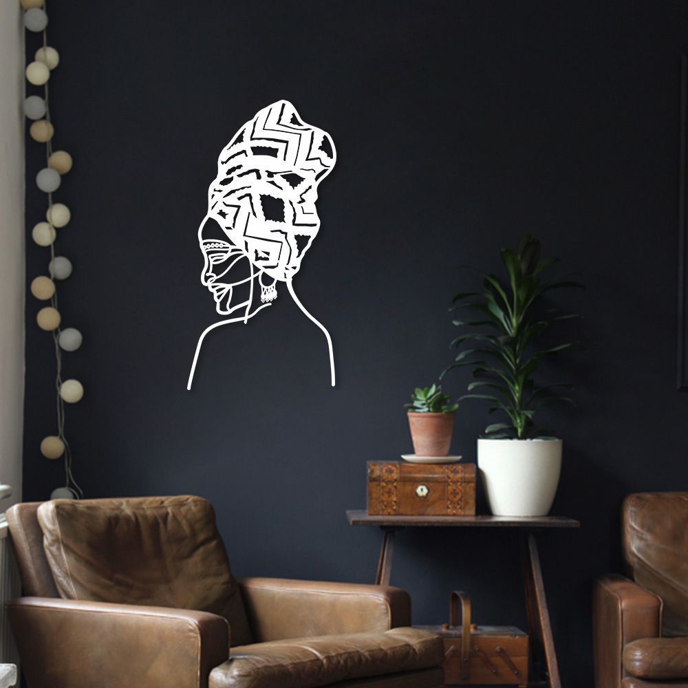 Quadro Escultura Mulher Negra 150x76 Branco
