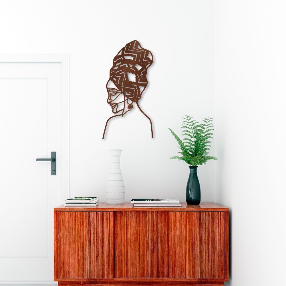 Quadro Escultura Mulher Negra 150x76 Marrom