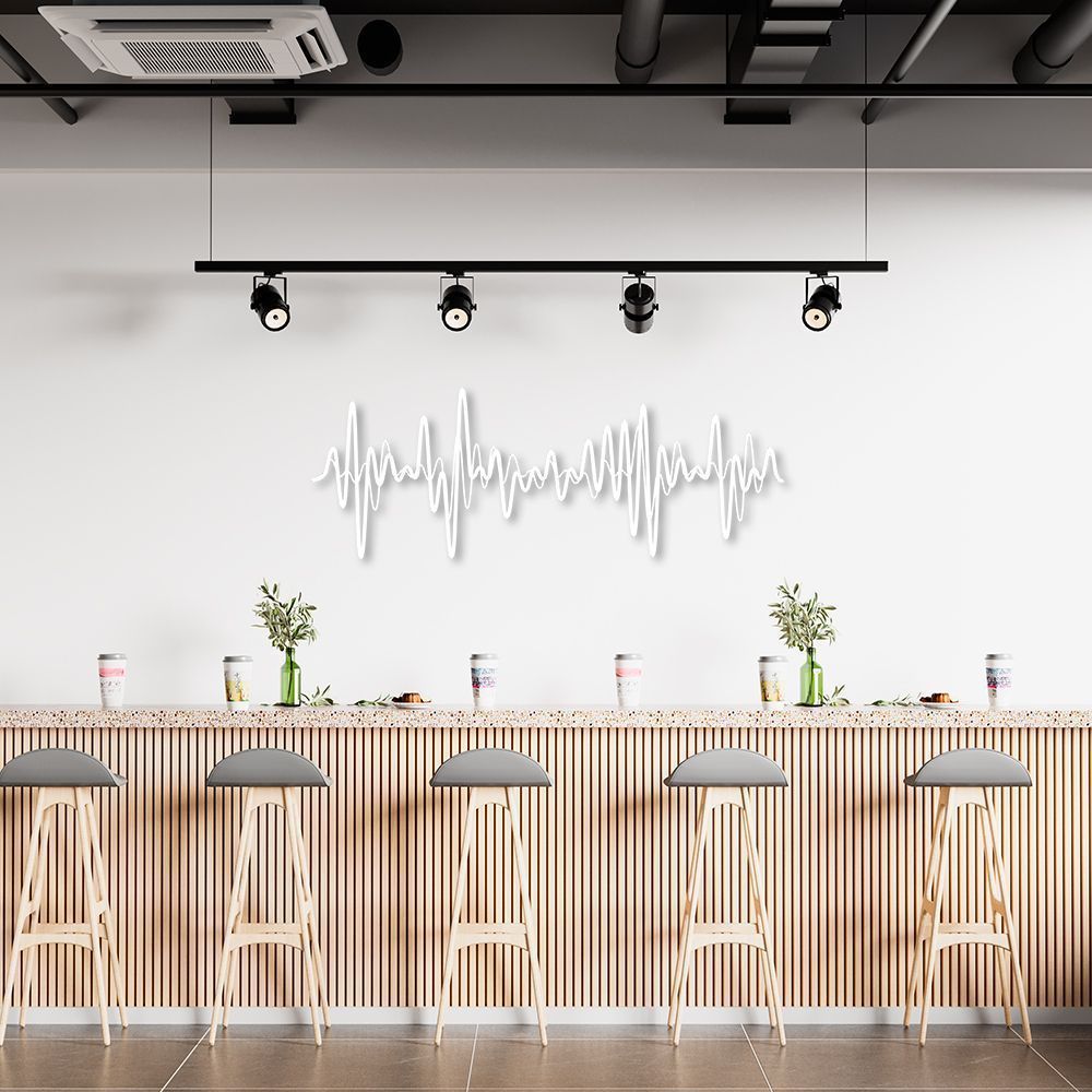 Quadro Escultura Musica Sound Wave 80x29 Branco