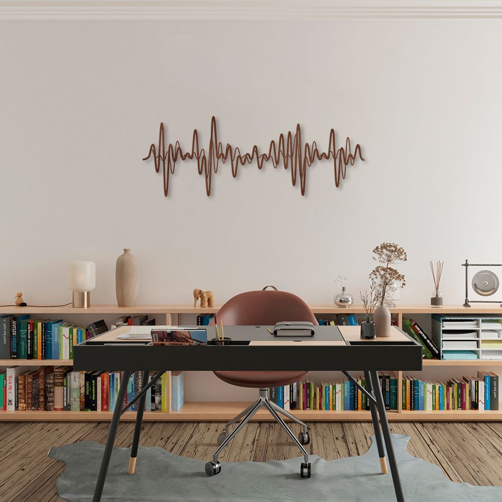 Quadro Escultura Musica Sound Wave 80x29 Marrom