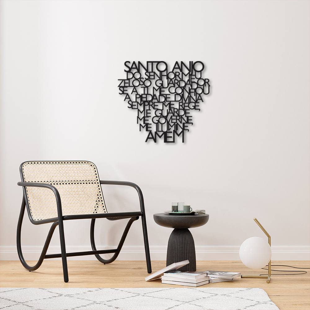 Quadro Escultura Oracao Santo Anjo 120x105 Preto