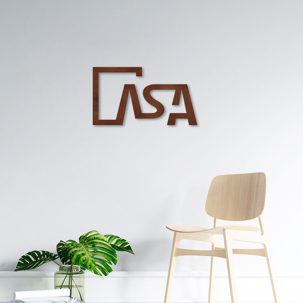 Quadro Escultura Palavra Casa 120x67 Marrom