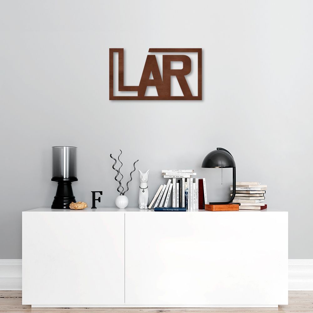 Quadro Escultura Palavra Lar 120x67 Marrom