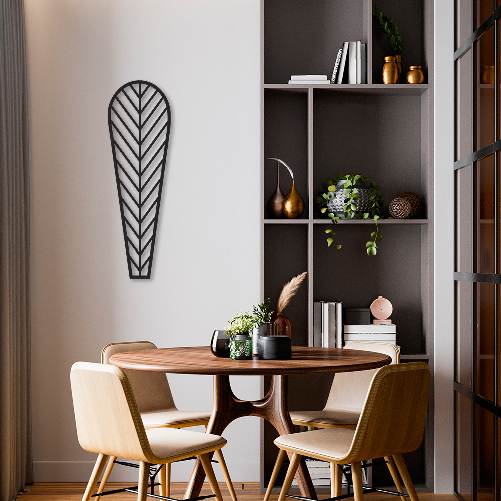 Quadro Escultura Petala Boho 120x38 Preto