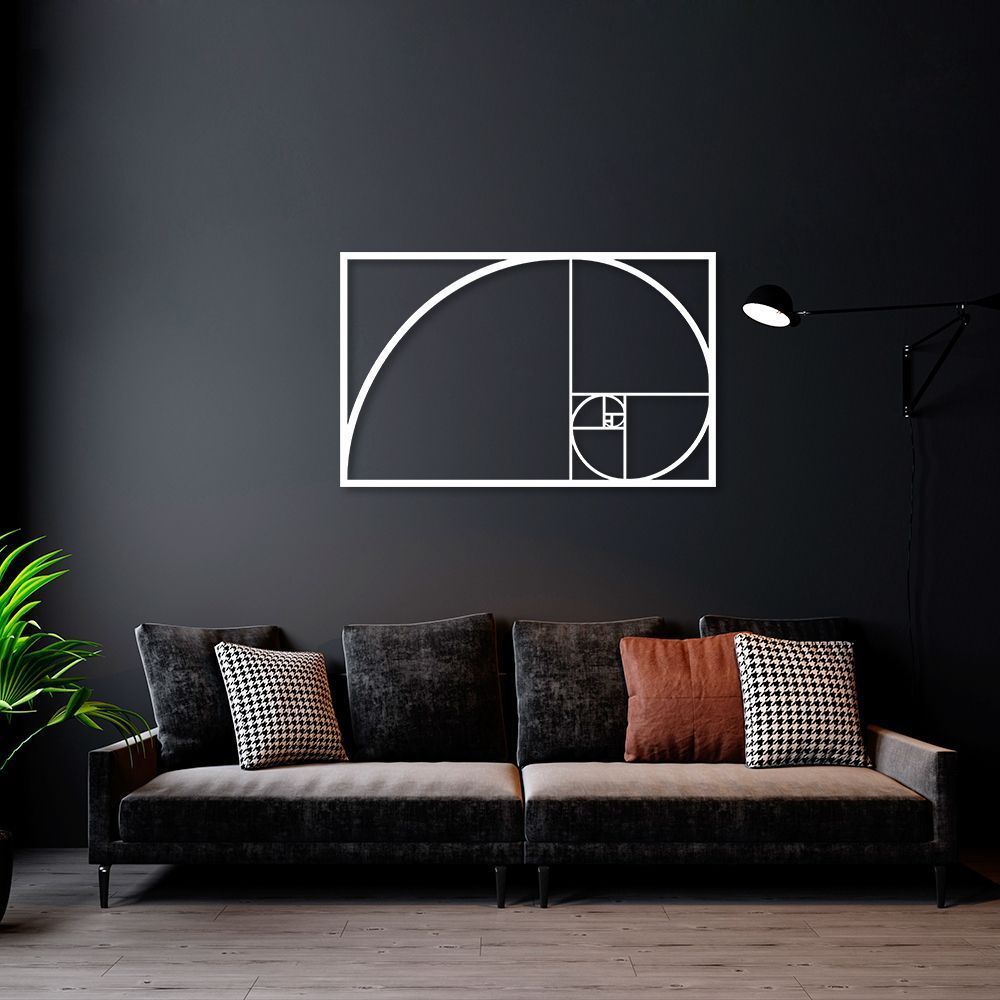 Quadro Escultura Proporção áurea 80x49 Branco
