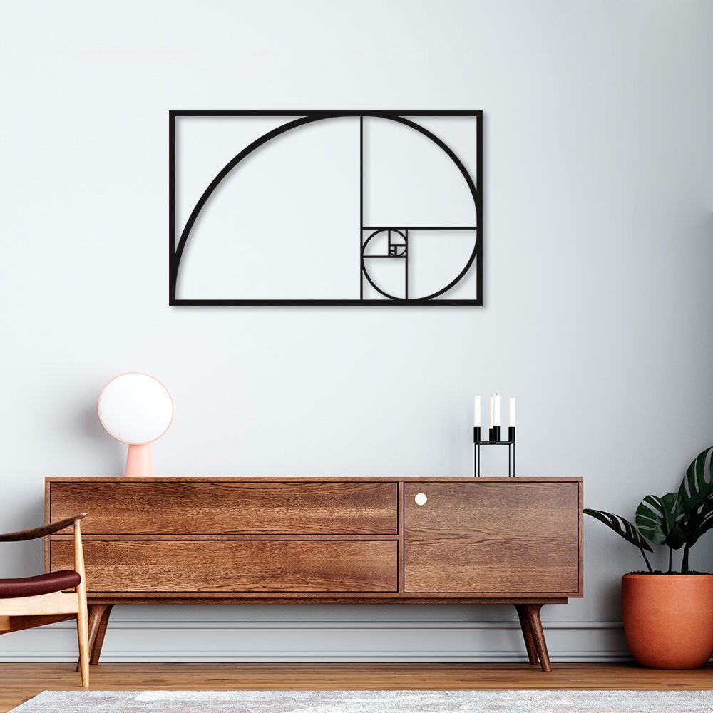 Quadro Escultura Proporção áurea 80x49 Preto