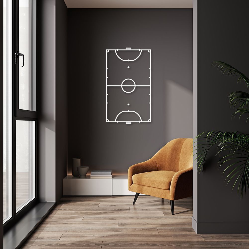 Quadro Escultura Quadra de Futsal 100x59 Branco