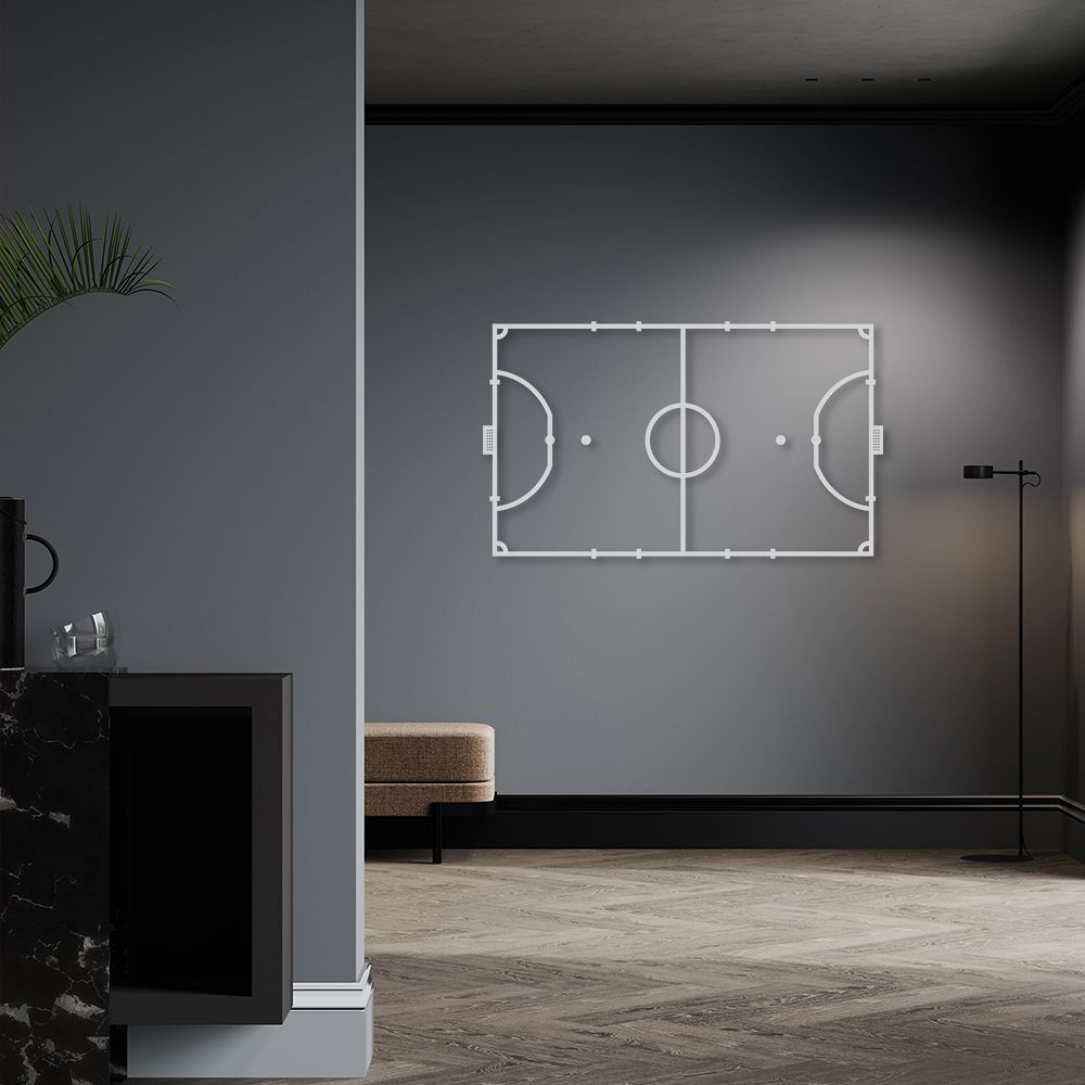 Quadro Escultura Quadra de Futsal 100x59 Cinza