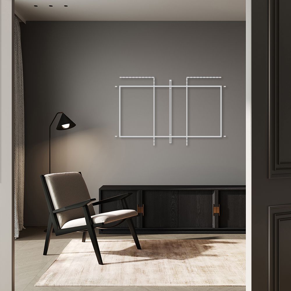 Quadro Escultura Quadra de Vôlei 120x74 Cinza