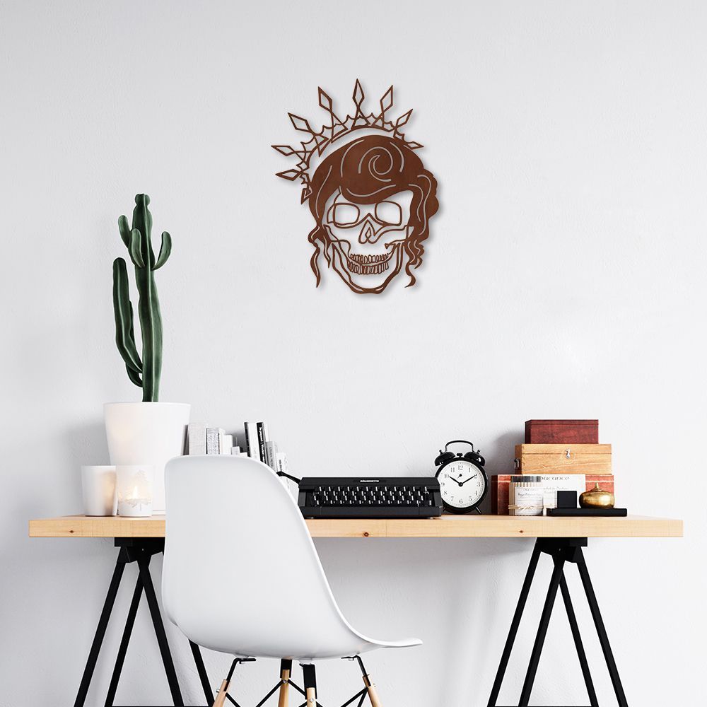 Quadro Escultura Rainha Caveira com Coroa 150x112 Marrom